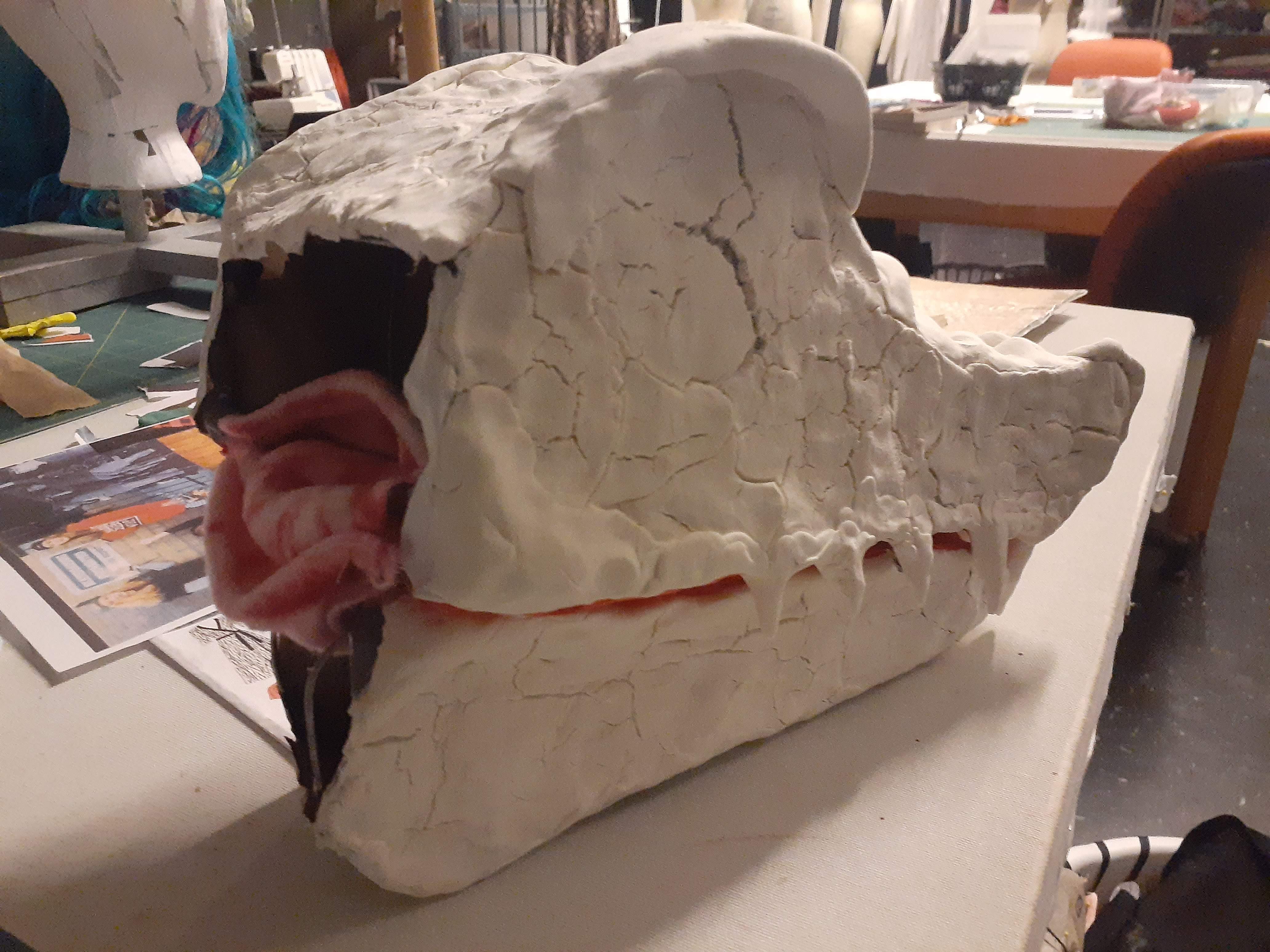 Kobold: Entire head covered with model magic clay to create a completely solid yet lightweight head; pattern created to make uniform hand grips to go inside of each head